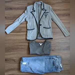 525 America Gray Blazer with Navy Trim